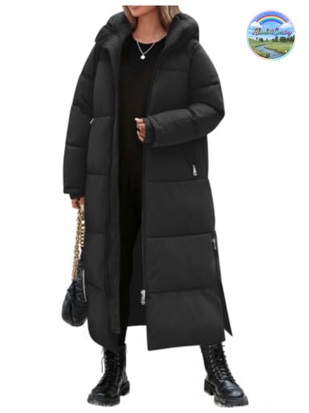 Water-Repellent Quilted Hooded Long Puffer Winter Coat